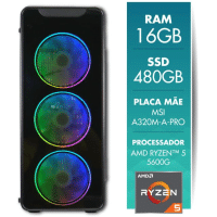 Imagem da oferta Computador Gamer AMD Ryzen 5 5600G 16GB SSD 480GB Radeon Vega 7 CertoX