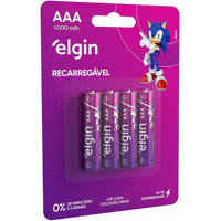 Imagem da oferta Pilha Recarregável Elgin AAA Blister Com 4 Pilhas 1000mAh