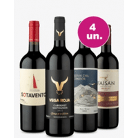 Imagem da oferta Kit 4 Vinhos por 99 - Tour Mundial de Tintos - Oferta Insana Wine