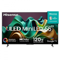 Imagem da oferta Smart TV 55” Hisense Ultra HD 4K Mini LED U6N com Google TV Wi-Fi Bluetooth USB e HDMI - 55U66LUA