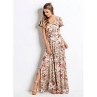 Imagem da oferta Vestido Longo com Fendas Floral Bege - Quintess