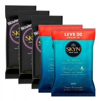 Imagem da oferta Kit Preservativo Blowtex Skyn Elite 3 Pacotes 6 Unidades Cada + Lenço Íntimo Umedecido Skyn Get Fresh 2 Pacotes 20 Unidades Cada