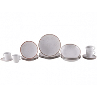 Imagem da oferta Aparelho de Jantar 20 Peças Tramontina Redondo Porcelana Branco e Marrom Mare