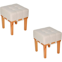 Imagem da oferta Kit 2 Puff Banquetas Apolo Para Sala de Estar Madeira Maciça Sanna Decor (2 cores)