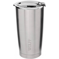 Imagem da oferta WOLFF Copo Térmico de Aço Inox Parede Dupla Com Tampa 600ml Prata - Itens Para Viagem - Mantém a Bebida na Temperatura Ideal