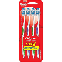 Imagem da oferta 2 Pacotes Colgate Escova De Dente Classic Clean Macia - 4 Unidades (Total 8 Unidades)