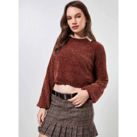 Imagem da oferta Blusa de Frio Cropped em Fio Chenile Feminina