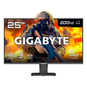 Monitor Gamer Gigabyte 25", FHD, 200Hz, 1ms, IPS, VRR, FreeSync Premium, HDR 10, Alto-falante Embutido GS25F2-SA