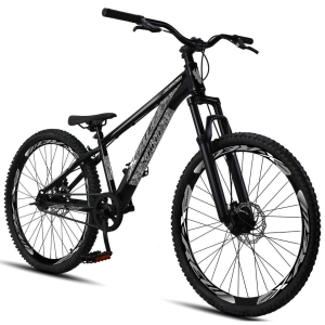 Bicicleta Aro 26 Freeride Xrew Freios A Disco Coroa Única - Preto+Cinza