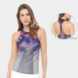 Imagem da oferta Camiseta Regata Dry Nike US NT Feminina - Grafite e Azul