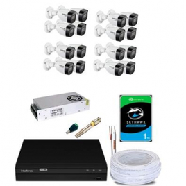 Kit 16 Câmeras de Segurança Infra 720p Intelbras Vhd 1120b Dvr Mhdx 1216 Multi HD HD Seagate 1TB - 4565334