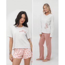 Imagem da oferta Kit pijama feminino 4 peças flor e lettering