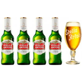 Imagem da oferta Kit Cerveja Stella Artois Cálice Vintage Premium - 4 Unidades de 275ml com 1 Cálice