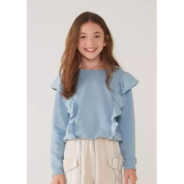 Imagem da oferta Blusão infantil menina em moletom com babados - Azul