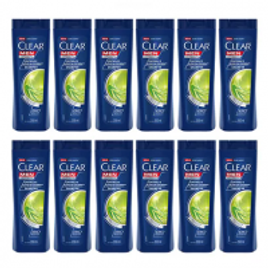 Imagem da oferta Kit com 12 Shampoo Anticaspa Clear Men Controle e Alívio da Coceira 200ml - Incolor
