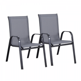 Imagem da oferta Kit com 2 Cadeiras Sling Empilhavel Cinza