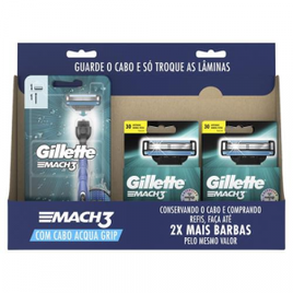 Imagem da oferta Kit 2 Aparelhos de Barbear Mach3 Acqua-Grip + 4 Cargas Mach3 - Gillette