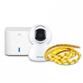 Kit Câmera Robô Inteligente Full HD WiFi e Fita Led 5M + Roteador EasyMesh AC1200 Space Series