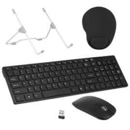 Imagem da oferta Kit Teclado K-06 e Mouse 2.4G sem Fio + Suporte Dobrável para Notebook + Mouse Pad