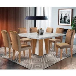 Imagem da oferta Conjunto De Mesa Para Sala De Jantar Quadrada Com 8 Cadeiras Helena Athenas Rufato Veludo
