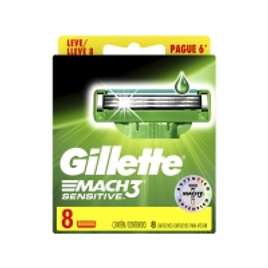 Imagem da oferta Carga Gillette Mach3 Sensitive - 8 Unidades - Lâmina de Barbear