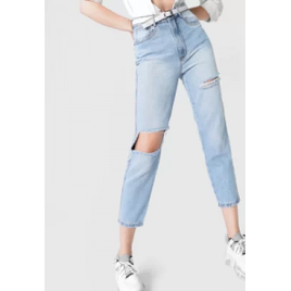 Calça Jeans Lança Perfume Mom Destroyed Azul