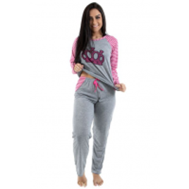 Imagem da oferta Pijama  Linha Noite Longo Mescla com Pink
