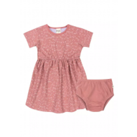 Imagem da oferta Vestido bebê com calcinha estampado - Rosa
