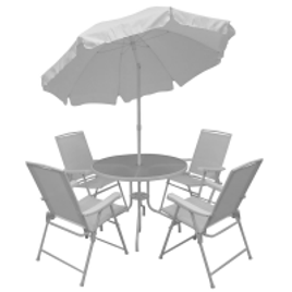 Imagem da oferta Conjunto Malibu Mesa com Cadeiras E Guarda Sol Jar-Mal Mor Branco