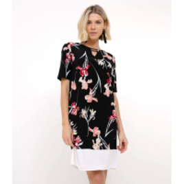 Imagem da oferta Vestido T Shirt em Jersey Floral com Barra Diferenciada