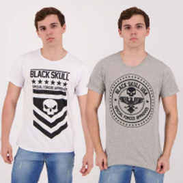Imagem da oferta Kit de 2 Camisetas Black Skull VI Branca e Cinza