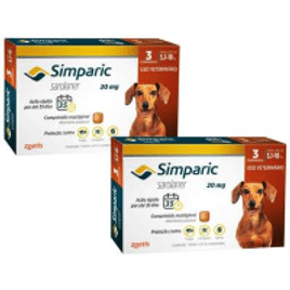 Imagem da oferta Antipulgas Zoetis Simparic 20mg para Cães 5,1 a 10Kg - 2 Unidades com 3 Comprimidos