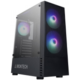 Gabinete Gamer Montech X2 MESH Mid Tower Vidro Temperado Black ATX Sem Fonte Com 3 Fans RGB