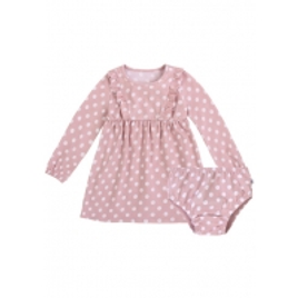 Imagem da oferta Vestido Infantil Bebê Menina Estampado com Calcinha - Rosa Claro