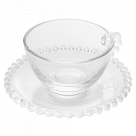 Conjunto de Xícaras de Chá Com Pires Pearl 4 Peças Transparente 180ml 27900