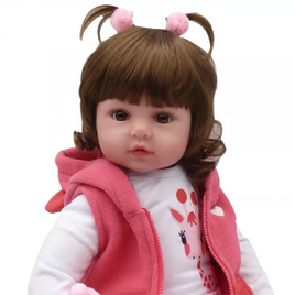 Boneca bebe reborn laura baby menina realista silicone e algodao 48 cm e  girafinha