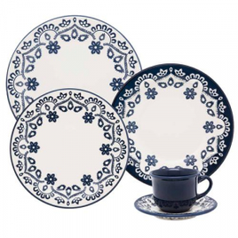 Imagem da oferta Aparelho De Jantar 30 Peças Floreal Energy Oxford Branco e Azul