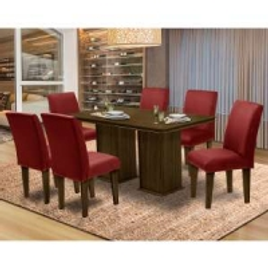 Imagem da oferta Mesa para Sala de Jantar com 6 Cadeiras Amsterdam - Castanho/Marsala