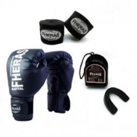 Imagem da oferta Kit Boxe Muay Thai Fheras New Trade  Luva + Bandagem Trade - Preto