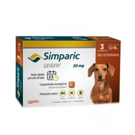 Imagem da oferta Comprimido de Proteção de Pulgas, Carrapatos e Simas - Simparic 5kg a 10kg para Cães