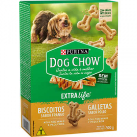Imagem da oferta Biscoitos Nestlé Purina Dog Chow Extra Life Frango para Cães Adultos Raças Pequenas - 500g