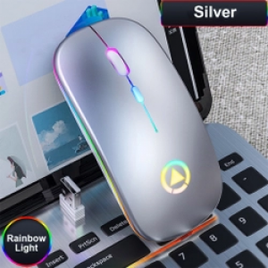 Mouse Sem Fio Recarregável e Silencioso com LED Backlit