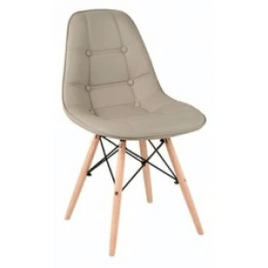 Imagem da oferta Cadeira Charles Eames Botonê Eiffel Wood Estofada Couro - Bege