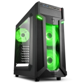 Imagem da oferta Gabinete Gamer Sharkoon VG6-W Green ATX sem Fonte USB 3.0 3 Fans LED Preto com Lateral em Acrílico