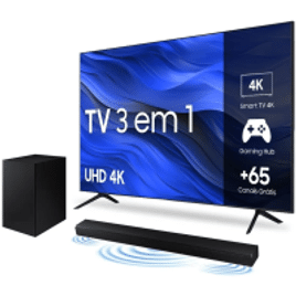 Imagem da oferta Smart TV 65" Samsung UHD 4K Alexa built in UN65CU7700GXZD + Soundbar Samsung com Subwoofer Sem Fio 410W HW-A555