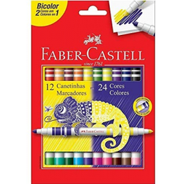 Imagem da oferta Canetinha Hidrográfica Bicolor Faber-Castell 12 Canetas/24 Cores