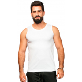 Kit com 3 Regatas Masculina Lisa Algodão Branca