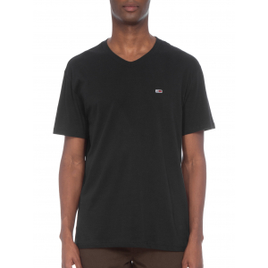 Imagem da oferta Camiseta T-shirt Masculina Original Jersey V Neck Tee - Tommy Jeans - Preto Tam M