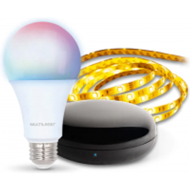 Kit Multilaser Fita LED 5m com Lâmpada LED Bulbo Inteligente e Controle Remoto Universal WI-FI