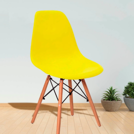Imagem da oferta Cadeira Eames Eiffel Base Madeira Amarela Vestcasa